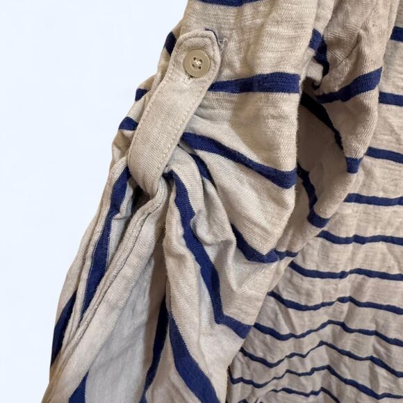 Women's Land's End White & Blue Striped 3/4 Sleeve Nautical Shirt - Picture 2 of 5